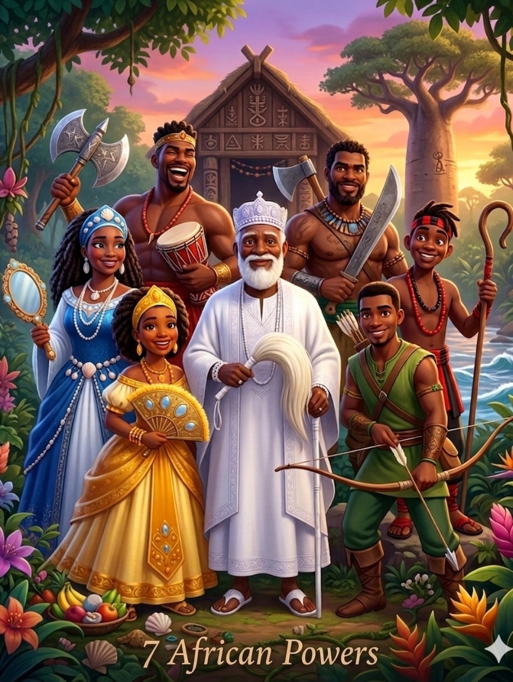 7 African Powers Framed 8x10 Art Print - Picture 2 of 2